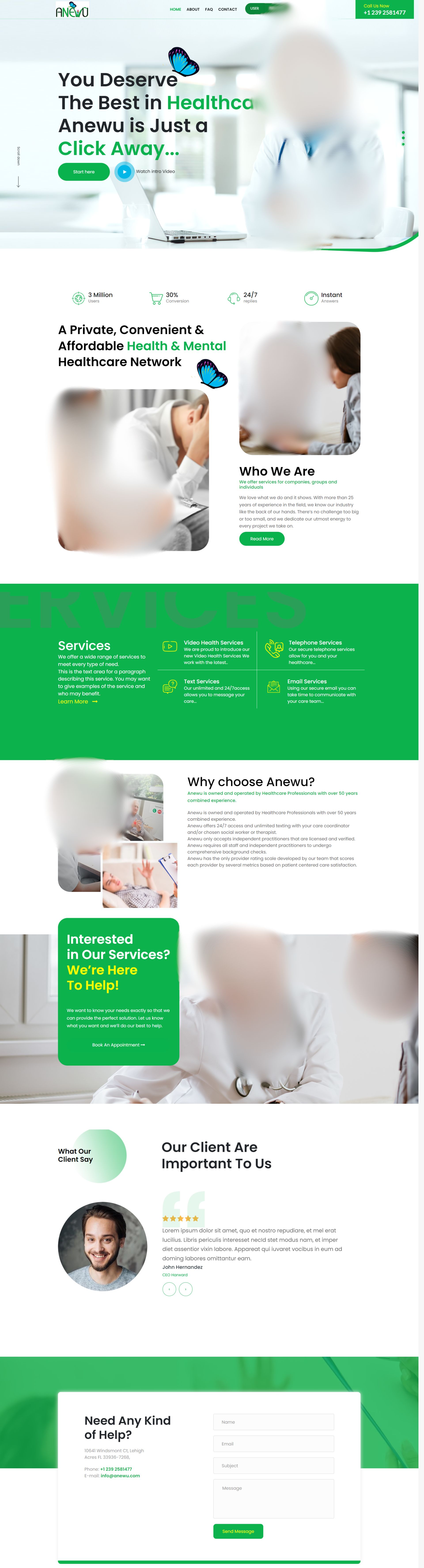 anewu health care website design portfolio